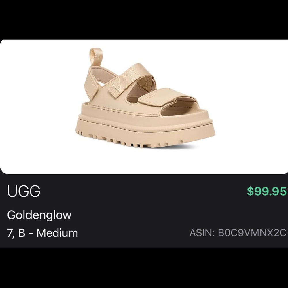 Like new, barely worn, UGG sandals, size 7, neutral color,1.75 inch platform